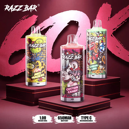 PUFF 60000 RAZZBAR - Black Ice Dragon Fruit Jordbær
