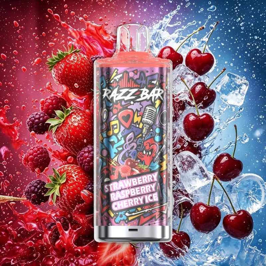Puff Razzbar 60000 bouffées saveur Strawberry Raspberry Cherry Ice – fraise framboise cerise glacées – vape jetable rechargeable nicotine 2%