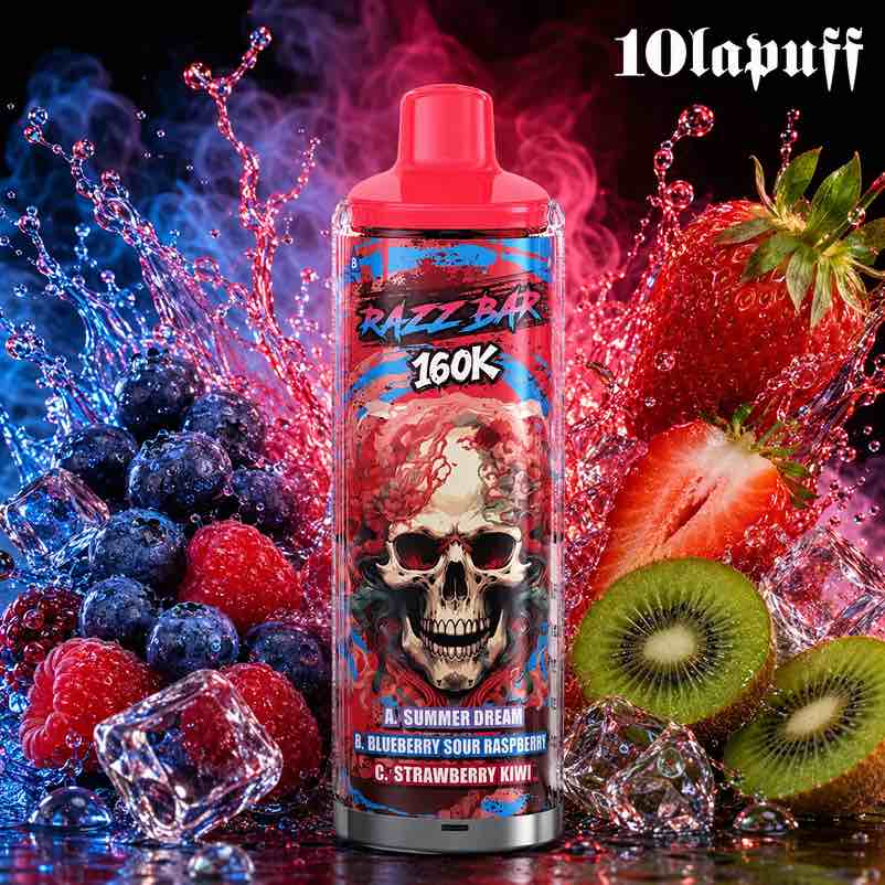 PUFF 160000 RAZZBAR - Sueño de verano, frambuesa ácida de arándano y fresa y kiwi