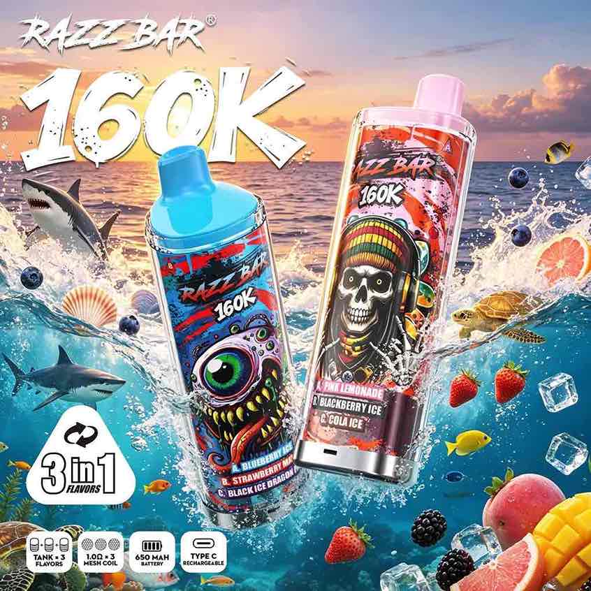PUFF 160000 RAZZBAR 3 IN 1 - 10 Flavors Available