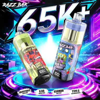 Razz Bar 65000 - Puff Rechargeable 16 saveurs disponibles