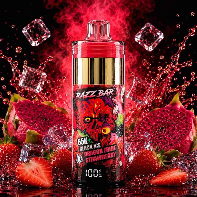 PUFF 65000 RAZZBAR – Schwarzes Eis, Drachenfrucht und Erdbeere